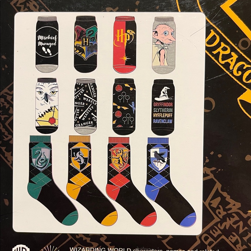 NEW 12 Pack Harry Potter Socks size 6-12 Adult